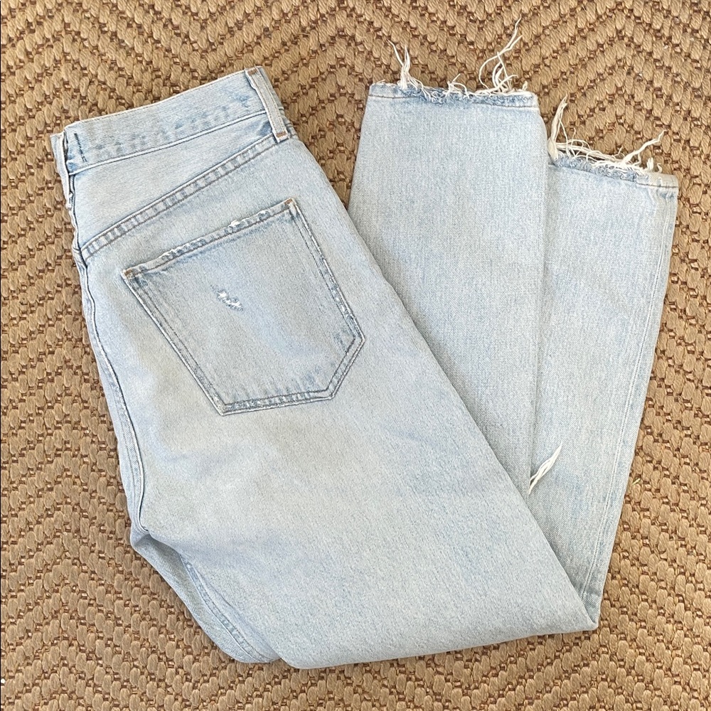 Aritzia - Agolde - Riley High Rise Straight Jeans Ripped - Blue - 28 - Picture 13 of 13